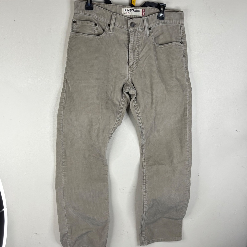 Levis 514 Slim Straight Corduroy Pants Mens 32x29 Tan Khaki Cotton Blend Ribbed
